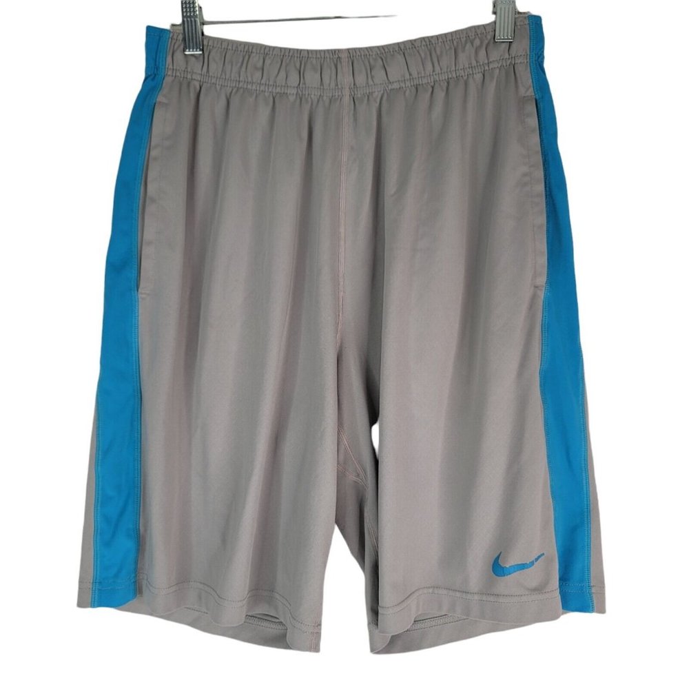 Nike Shorts Mens M‎ Dri-Fit Silver Blue Athletic Running Basketball 519503-045